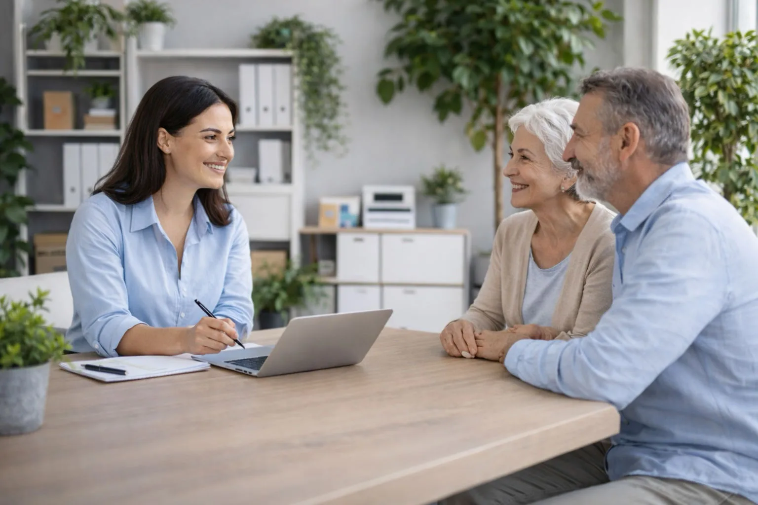 Doctor and patient reviewing care coordination details with floating status cards. Doctor and patient reviewing care coordination details with floating status cards.